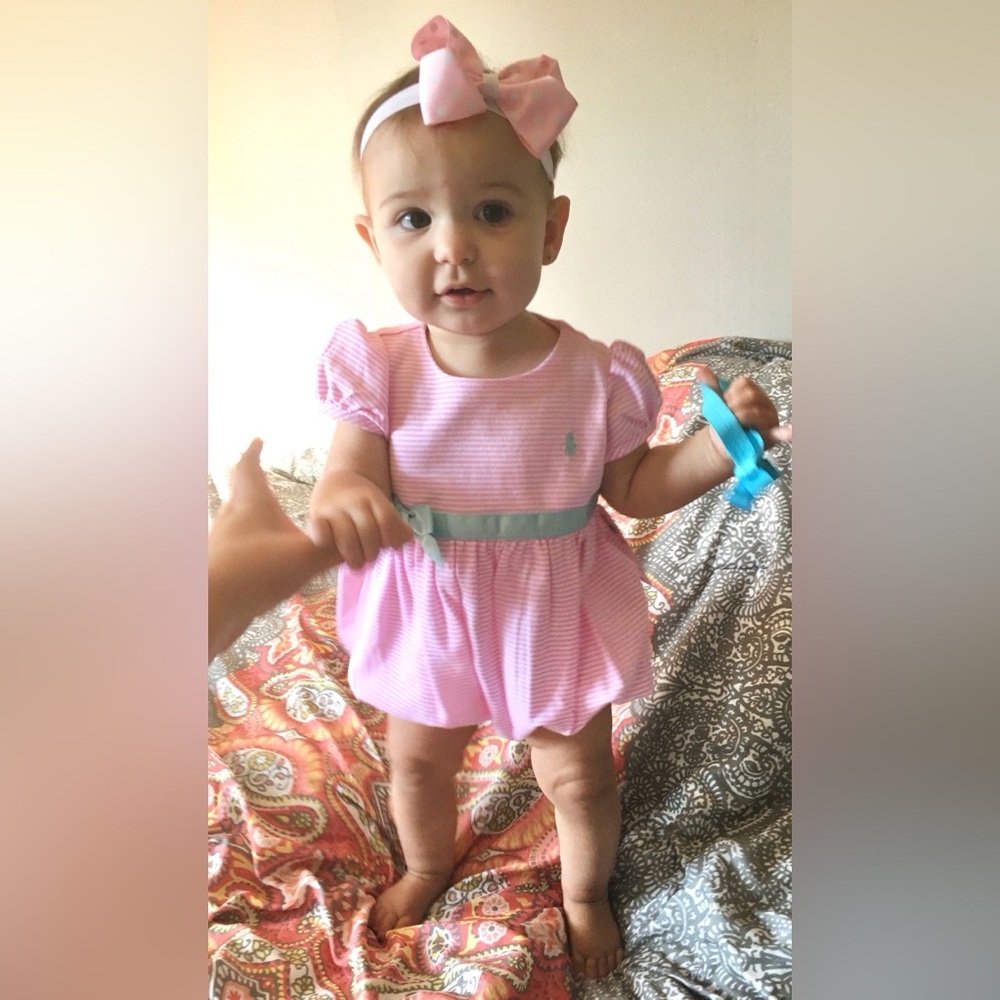 Ralph Lauren Pink and Mint Striped Baby Dress